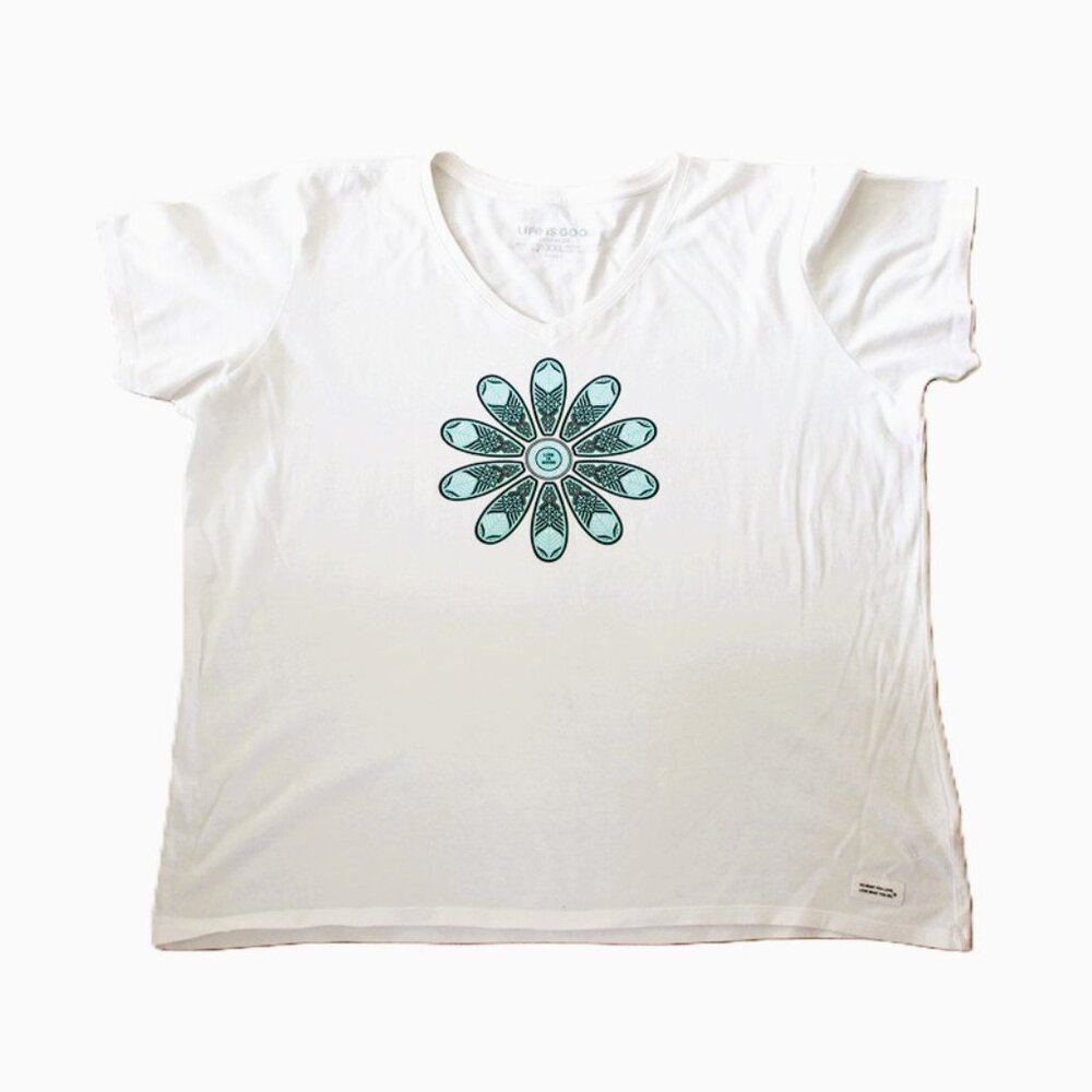 LIFE IS GOOD Crusher Tee - V-Neck 100% Cotton - White XXL